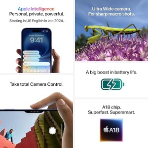 iPhone 16 128 Plus GB: 5G Mobile Phone with Camera Control, A18 Chip and a Big Boost in Battery Life. Works with AirPods; Ultrmarine