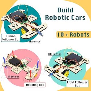 Butterfly EduFields 10in1 STEM Robotics kit | Robot Toys for Kids Ages 8 9 10 11 12 Years Old Boys Girls | 50+ Parts, Electronics Sensor Modules | No Coding Required | Birthday Gift for Kids Ages 8+
