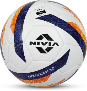 Nivia Dominator 3.0 Football, 32 Panels, Thermobound Football, Grained PU, Suitable for Soft & Wet Ground, Hard Ground with Grass & Artifical Turf, International Match Ball, Size - 5