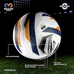 Nivia Dominator 3.0 Football, 32 Panels, Thermobound Football, Grained PU, Suitable for Soft & Wet Ground, Hard Ground with Grass & Artifical Turf, International Match Ball, Size - 5
