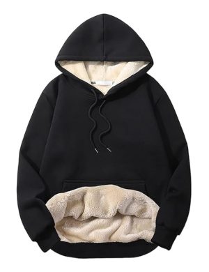 BLACKSTEP Women's Casual Fleece Sherpa Fur Lined Hoodie Winter Warm Pullover Hooded Sweatshirt