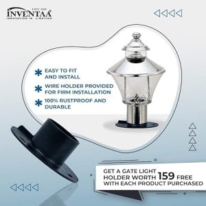 INVENTAA Kitty Cute Outdoor Gate Lights Stainless Steel ABS ;Polycarbonate for Home Gate (Pack of 2) IP65 Waterproof Certified Garden Lights,Unbreakable SS Gate Lights for Outdoor Pillar Lights