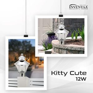 INVENTAA Kitty Cute Outdoor Gate Lights Stainless Steel ABS ;Polycarbonate for Home Gate (Pack of 2) IP65 Waterproof Certified Garden Lights,Unbreakable SS Gate Lights for Outdoor Pillar Lights