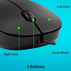 Zebronics Zeb-Power Wired USB Mouse, 3-Button, 1200 DPI Optical Sensor, Plug & Play, for Windows/Mac
