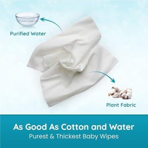 Mother Sparsh 99% Pure Water Baby Wipes (40 Unscented Wipes) Travel Friendly Pack made with Plant Based Fabric
