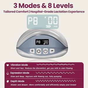 Promom Wearable Electric Breast Pump for Feeding Mothers, Automatic Hands-Free Pumping Machine with 3 Modes & 8 Suction Levels, Portable & Cordless with USB Charging, FDA Approved, Patented Diaphragm Case Technology, Best-In Class Suction-450MmHg/60KPA, Smart LED Display, 160ml BPA-Free Milk Cup, Quiet & Compact (1 Year Warranty) - Pack of 1