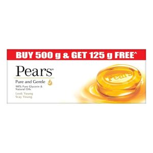 Pears Pure & Gentle Shower Gel SuperSaver XL Pump Bottle, 750 ml & Pears Pure & Gentle Moisturising Bathing Bar Soap with Glycerine For Golden Glow 125g (Pack of 5)
