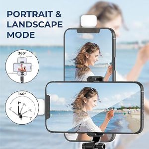 Kratos K2 Selfie Stick with Tripod Stand, 3 in 1 Multifunctional design, Rechargable LED Light with Two Brighness Levels for Make up, Selfie, Vlogging & Photo Shoot, Selfie stick with Bluetooth Remote