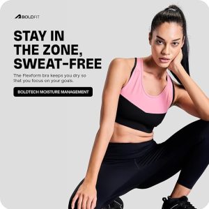 Boldfit Sports Bras for Women Removable Padded Sports Bra for Women Gym Sports Bra for Girls Workout Full Coverage Padded Sports Bra for Gym Yoga Running Scoop Neck Elastic Bottom Band Support