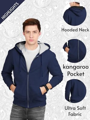 fanideaz Men's Cotton Hooded Sweatshirt with Zip