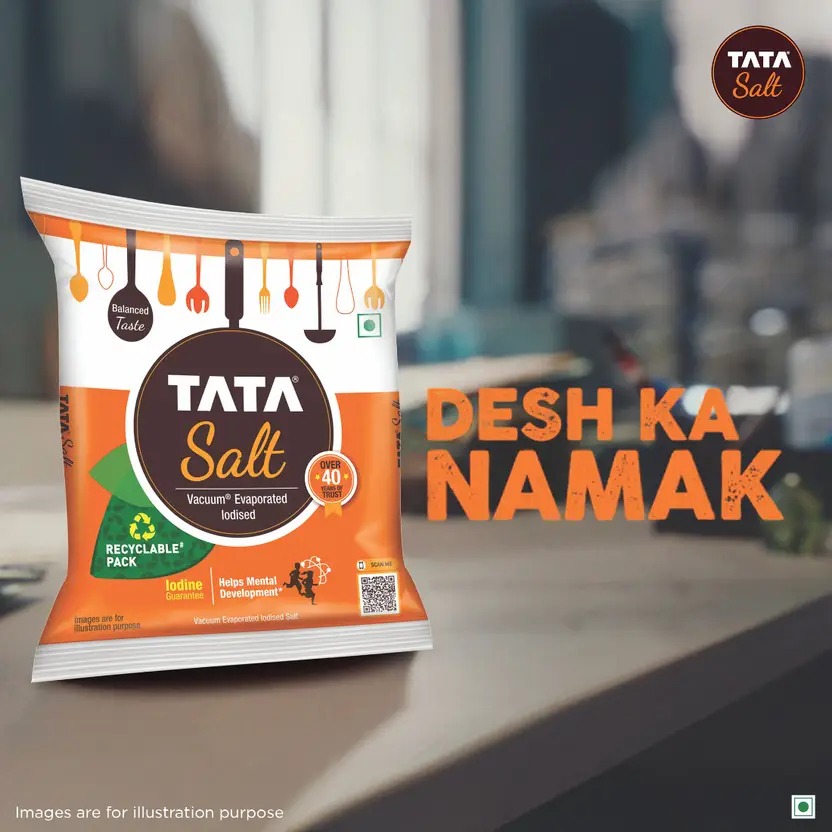 Tata Salt Free Flowing and Iodised Namak, Vacuum Evaporated Iodized Salt (1 kg)