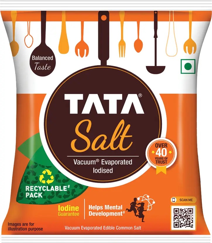 Tata Salt Free Flowing and Iodised Namak, Vacuum Evaporated Iodized Salt (1 kg)